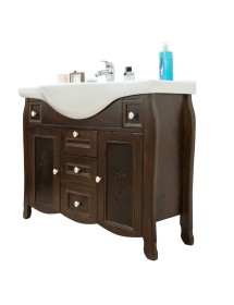MOBILI 2G - MOBILE BAGNO CLASSICO LEGNO SAGOMATO NOCE L.105 P.50 VISTA LATERALE