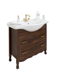 MOBILI 2G - MOBILE BAGNO LEGNO ARTE POVERA TINTA NOCE L.85 P.50 VISTA LATERALE