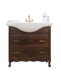 MOBILI 2G - MOBILE BAGNO LEGNO ARTE POVERA TINTA NOCE L.85 P.50 VISTA FRONTALE