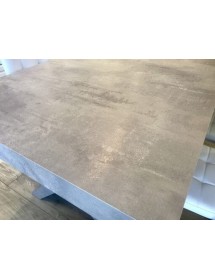 MOBILI 2G - TAVOLO RETTANGOLARE A CROCE ALLUNGABILE IN FINITURA BETON NOBILITATO L.180 P.100 H.76 VISTA FINITURA
