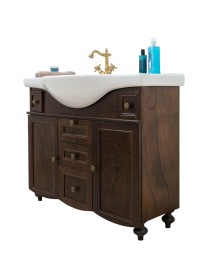 MOBILI 2G - MOBILE BAGNO CLASSICO LEGNO SAGOMATO NOCE L.105 P.50 VISTA LATERALE