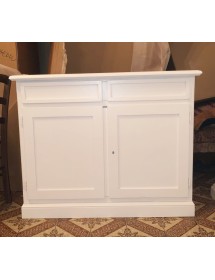 MOBILI 2G - MADIA CREDENZA 2 PORTE ARTE POVERA IN LEGNO BIANCO 105x42x85 vista frontale