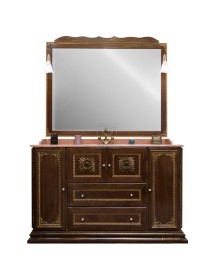 MOBILI 2G - MOBILE BAGNO LEGNO CLASSICO MARMO ROSA  L.130 P.64 VISTA FRONTALE