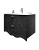 MOBILI 2G - MOBILE BAGNO SOSPESO LEGNO SHABBY CHIC NERO L.120 P.46 VISTA LATERALE