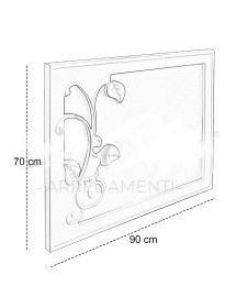 MOBILI 2G - MOBILE BAGNO SOSPESO LEGNO SHABBY CHIC NERO L.120 P.46 VISTA SCHEMA SPECCHIO