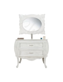 MOBILI 2G - MOBILE BAGNO LEGNO SHABBY CHIC BIANCO L.100 P.46 VISTA FRONTALE