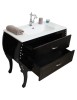 MOBILI 2G - MOBILE BAGNO LEGNO SHABBY CHIC NERO L.100 P.46 VISTA CASSETTONE APERTO