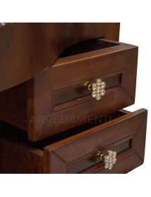 MOBILI 2G - MOBILE BAGNO LEGNO BAROCCO TINTA NOCE L.110 P.60 VISTA APERTURA CASSETTI