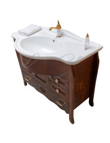 MOBILI 2G - MOBILE BAGNO LEGNO BAROCCO TINTA NOCE L.110 P.60 VISTA LATERALE