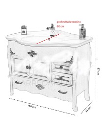 MOBILI 2G - MOBILE BAGNO LEGNO BAROCCO TINTA NOCE L.110 P.60 VISTA SCHEMA PRODOTTO