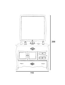 MOBILI 2G - MOBILE BAGNO LEGNO BAROCCO AVORIO VINTAGE L.110 P.60 VISTA SCHEMA PRODOTTO