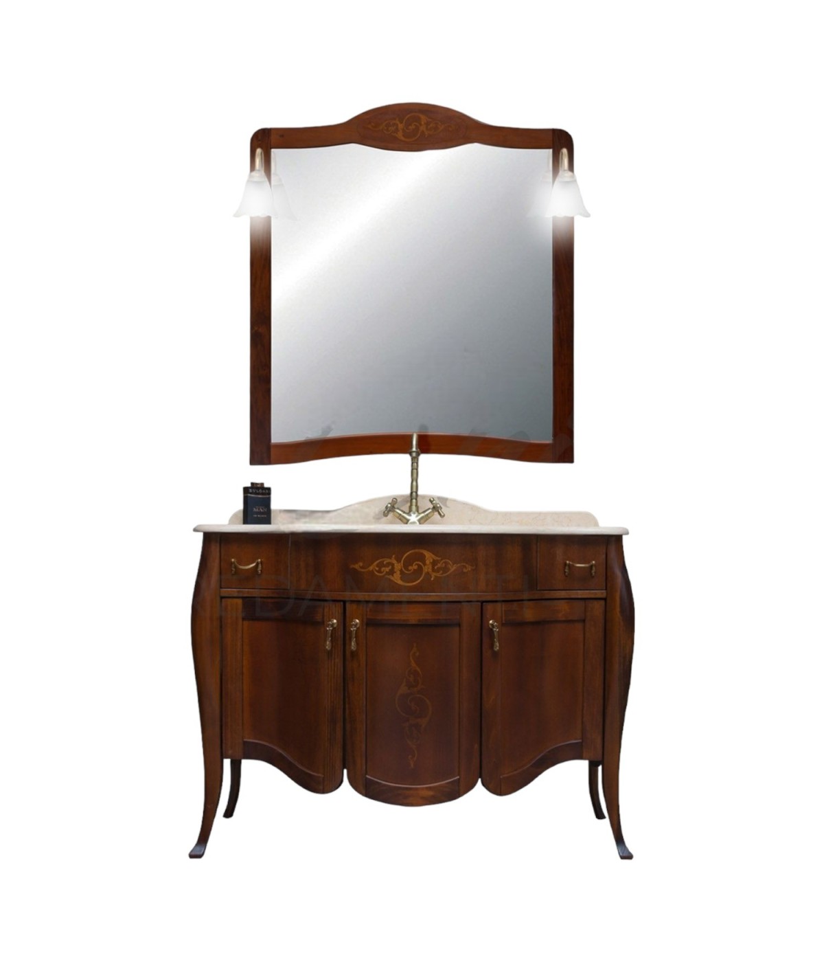 MOBILI 2G - MOBILE BAGNO LEGNO CLASSICO TINTA NOCE L.110 P.60 VISTA FRONTALE