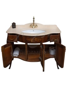 MOBILI 2G - MOBILE BAGNO LEGNO CLASSICO TINTA NOCE L.110 P.60 VISTA APERTO