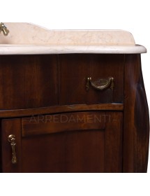 MOBILI 2G - MOBILE BAGNO LEGNO CLASSICO TINTA NOCE L.110 P.60 VISTA DETTAGLI