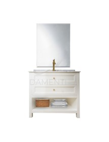 MOBILI 2G - MOBILE BAGNO LEGNO SHABBY BIANCO L.90 P.60 VISTA FRONTALE