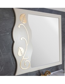 MOBILI 2G - MOBILE BAGNO LEGNO SHABBY AVORIO ORO L.110 P.50 VISTA SPECCHIO