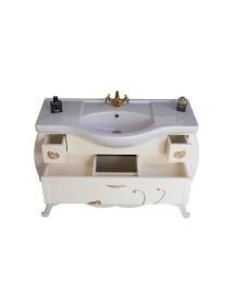 MOBILI 2G - MOBILE BAGNO LEGNO SHABBY AVORIO ORO L.110 P.50 VISTA APERTO