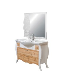 MOBILI 2G - MOBILE BAGNO LEGNO SHABBY BIANCO FRASSINO L.110 P.50 VISTA LATERALE