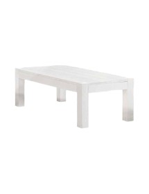 MOBILI 2G - TAVOLINO SALOTTO RETTANGOLARE LEGNO ABETE BIANCO SPAZZOLATO 120x60X40 VISTA LATERALE