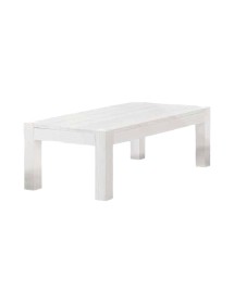 MOBILI 2G - TAVOLINO SALOTTO RETTANGOLARE LEGNO ABETE BIANCO SPAZZOLATO 120x60X40 VISTA LATERALE