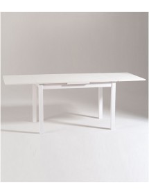 MOBILI 2G - Tavolo allungabile bianco frassino moderno l.140 p.85 h.76 vista aperto