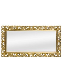 MOBILI 2G - Specchiera barocca intagliata in foglia oro L.107xP.5 H.207 vista orizzontale
