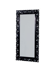MOBILI 2G - SPECCHIERA BAROCCA RETTANGOLARE LACCATA NERA LUCIDA-TRAFORATA MISURE: 107 x 207 x 6 vista verticale