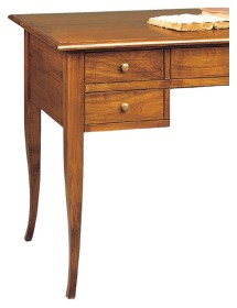 MOBILI 2G - SCRIVANIA IN LEGNO 5 CASSETTI ARTE POVERA TINTA ELITE 130xP65x81 VISTA CASSETTO E GAMBA