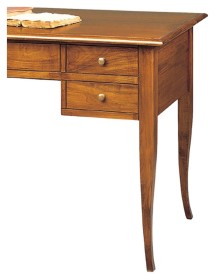 MOBILI 2G - SCRIVANIA IN LEGNO 5 CASSETTI ARTE POVERA TINTA ELITE 130xP65x81 VISTA CASSETTO E GAMBA