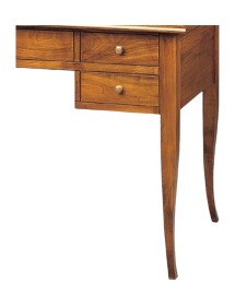 MOBILI 2G - SCRIVANIA IN LEGNO ARTE POVERA INSERTO PELLE TINTA ELITE 130x65x81 VISTA GAMBA E CASSETTO