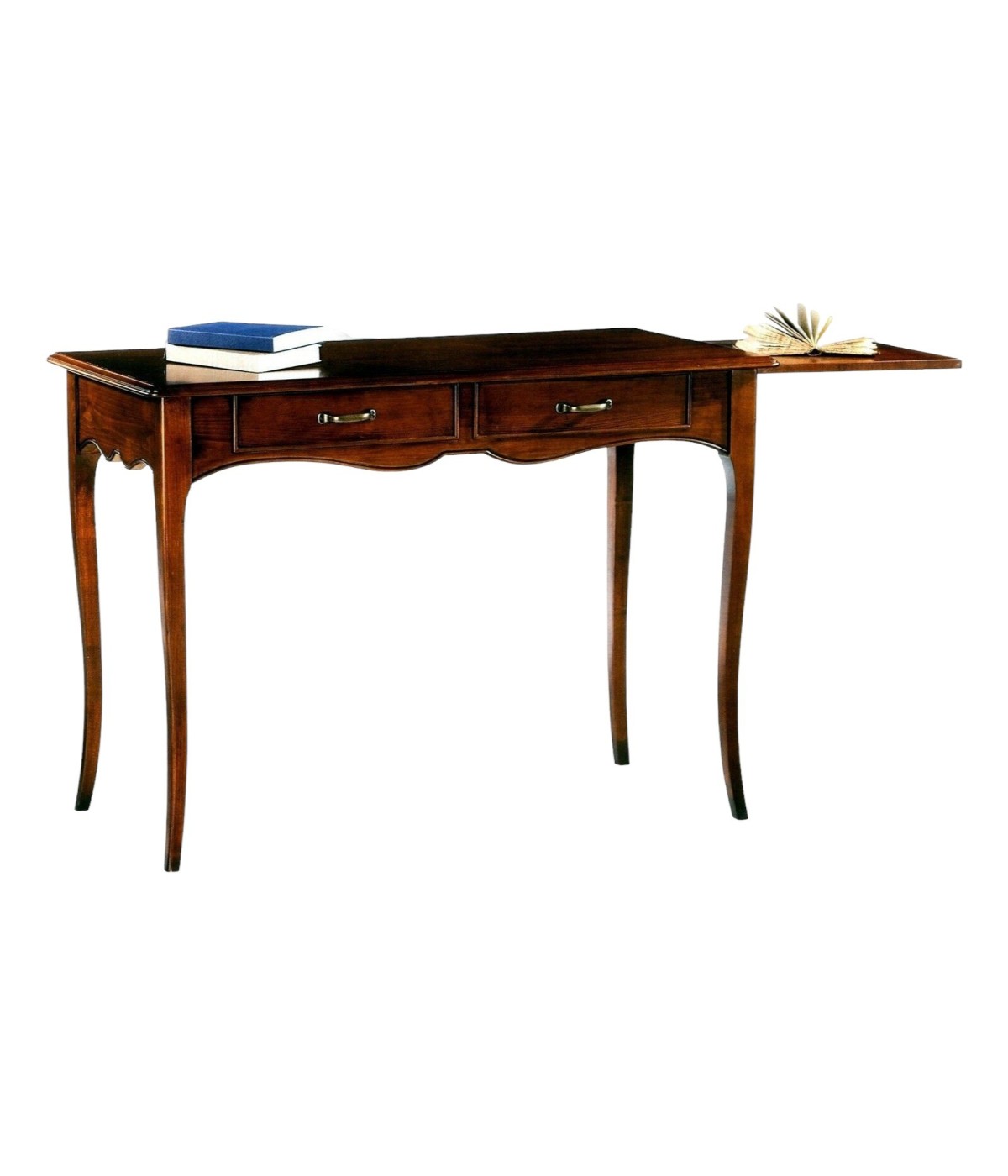 MOBILI 2G - Scrivania classico in arte povera noce scuro 108x56x80 VISTA FRONTALE