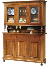 Cristalliera 3 ante napoletana in legno massello finitura elite 150x43x205