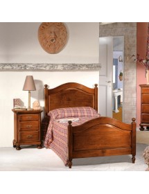 MOBILI 2G - Letto singolo classico legno tinta noce L 100 H 111 P 212 vista completa