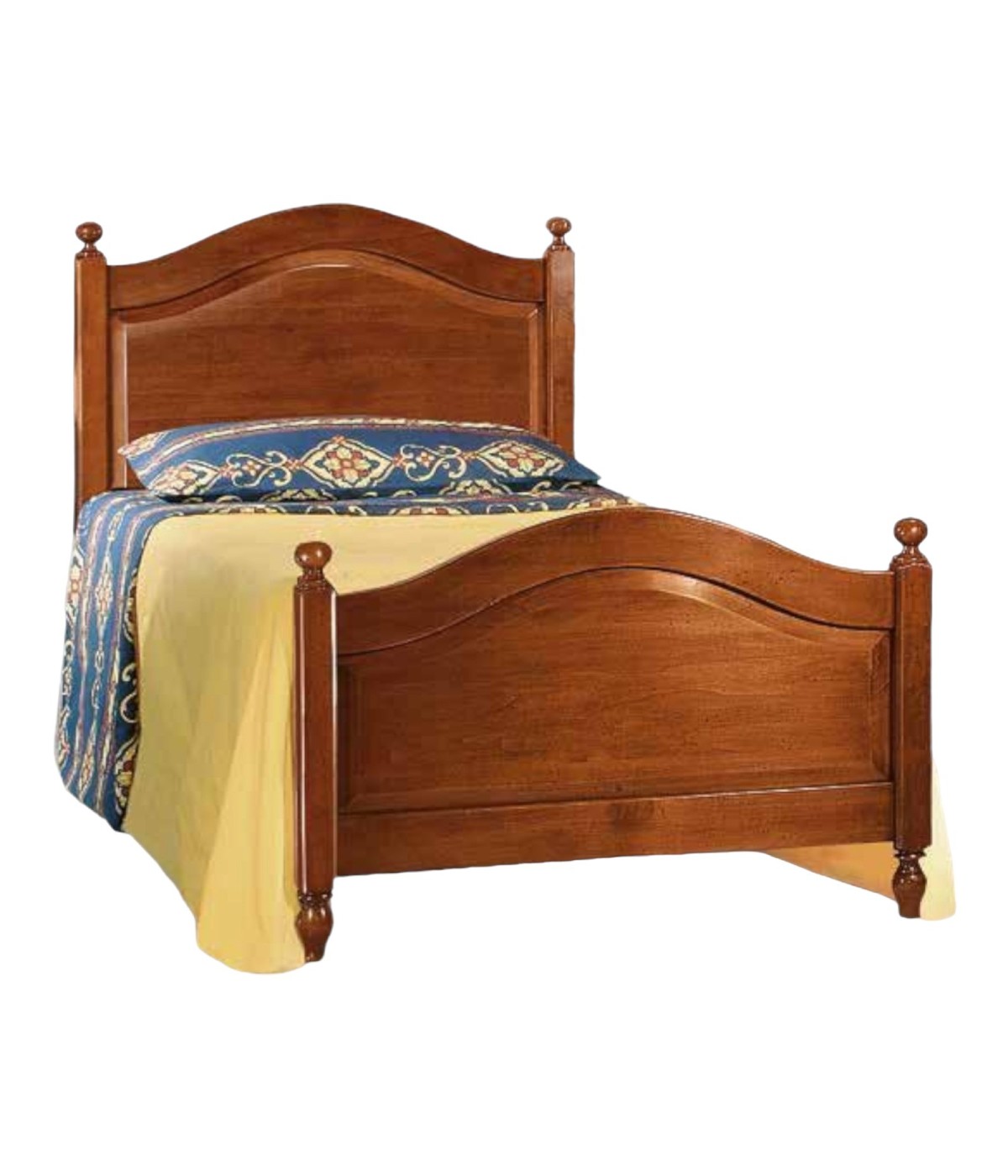 MOBILI 2G - Letto singolo classico legno tinta noce L 100 H 111 P 212 vista frontale