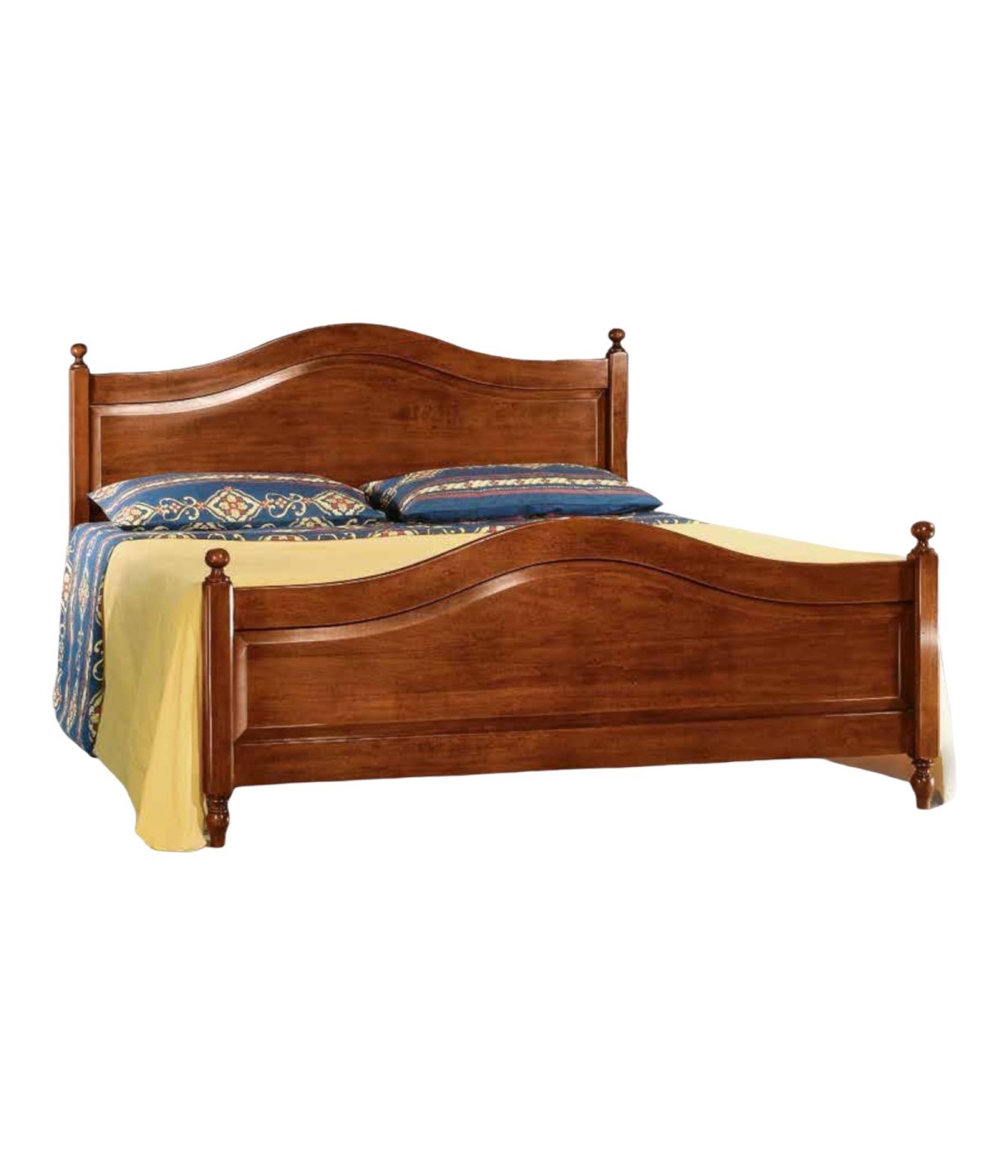 MOBILI 2G - Letto matrimoniale classico in legno tinta noce 175 H 112 P 212 vista frontale