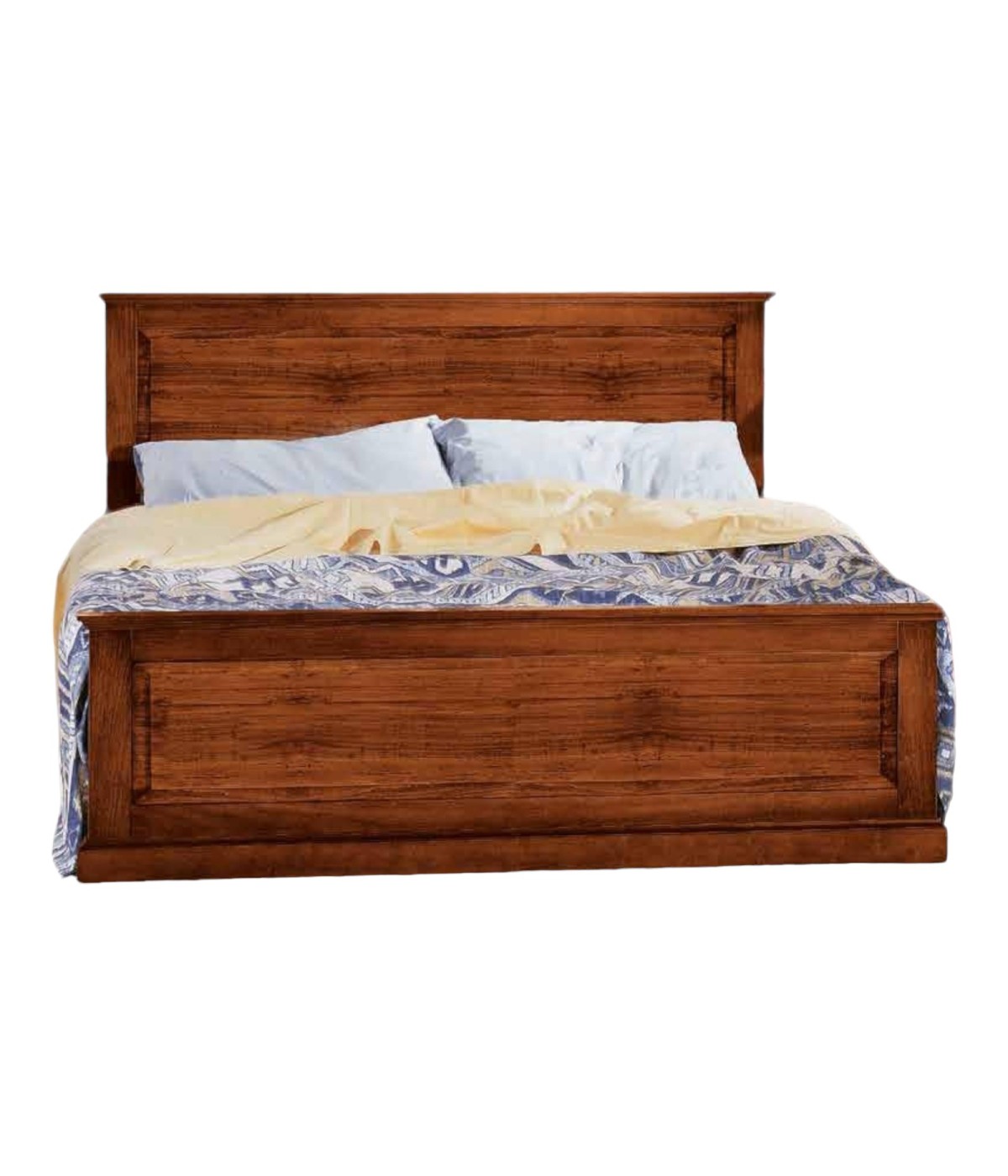 MOBILI 2G - Letto matrimoniale classico legno tinta noce  173x110x209 vista laterale