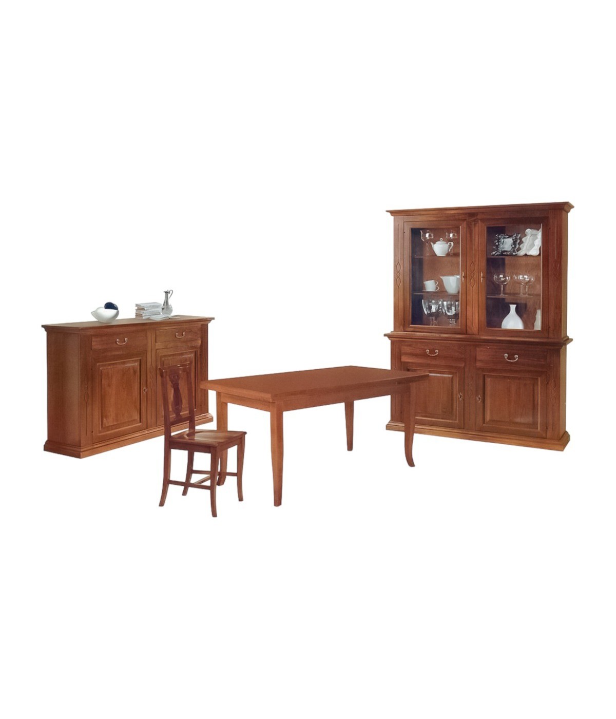 MOBILI 2G - SOGGIORNO COMPLETO LEGNO ARTE POVERA FINITURA BASSANO VISTA COMPLETA