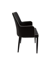 MOBILI 2G - SET 4 POLTRONE IN TESSUTO NERO CON BORDO BIANCO MISURE L.55 H.89 P.54 HS.49 (699) vista frontale