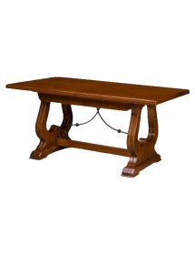 MOBILI 2G - TAVOLO FRATINO CON FERRO ALLUNGABILE IN LEGNO ARTE POVERA NOCE SCURO 180x100 vista laterale