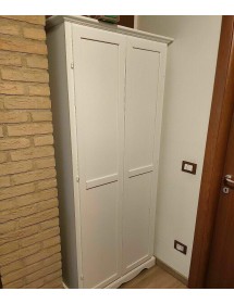 MOBILI 2G - ARMADIO STIPO IN LEGNO BIANCO ARTE POVERA 87x40x192H VISTA CHIUSO