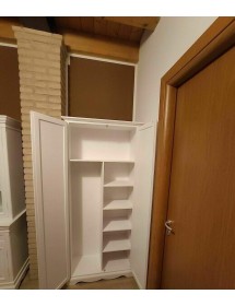 MOBILI 2G - ARMADIO STIPO IN LEGNO BIANCO ARTE POVERA 87x40x192H VISTA APERTO