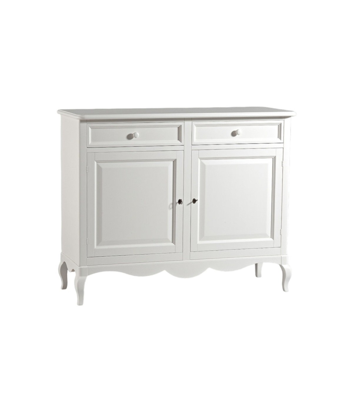 MOBILI 2G - MADIA CREDENZA LEGNO SHABBY 2 PORTE BIANCO 145X49X116H vista frontale