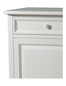MOBILI 2G - MADIA CREDENZA LEGNO SHABBY 2 PORTE BIANCO 145X49X116H vista anta e cassetto