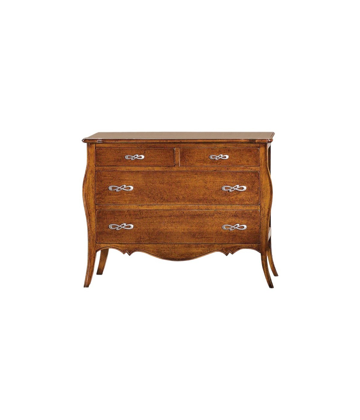 MOBILI 2G - COMÒ CLASSICO 4 CASSETTI LEGNO NOCE BASSANO 116x54x91 VISTA FRONTALE