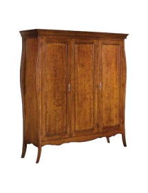 MOBILI 2G - ARMADIO ARTE POVERA 3 ANTE IN LEGNO TINTA NOCE 182X64X212 vista frontale