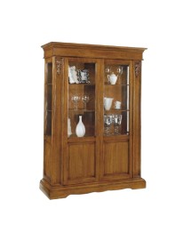 MOBILI 2G - VETRINA IN LEGNO 2 ANTE IN LEGNO FINITURA BASSANO L.155 P.48 H.210 VISTA LATERALE