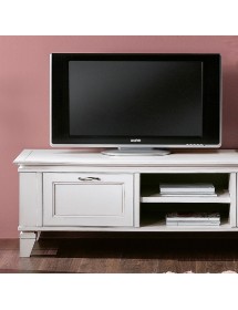 MOBILI 2G - PORTA TV  IN LEGNO 2 CASSETTI SHABBY BIANCO 176x60x50 vista gamba e mensole e cassetto