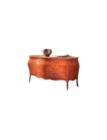 MOBILI 2G - COMÒ BOMBATO CLASSICO 6 CASSETTI ARANCIONE ORO 162x58 x85 VISTA FRONTALE