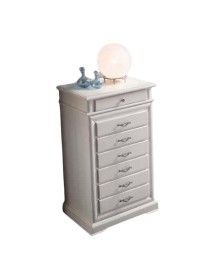 MOBILI 2G - CASSETTIERA SETTIMANALE IN LEGNO BIANCO 7 CASSETTI 71x53x117 vista laterale