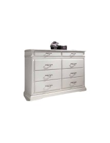 MOBILI 2G - COMÒ  8 CASSETTI IN LEGNO LACCATO BIANCO L.150 P.53 H.102 vista laterale